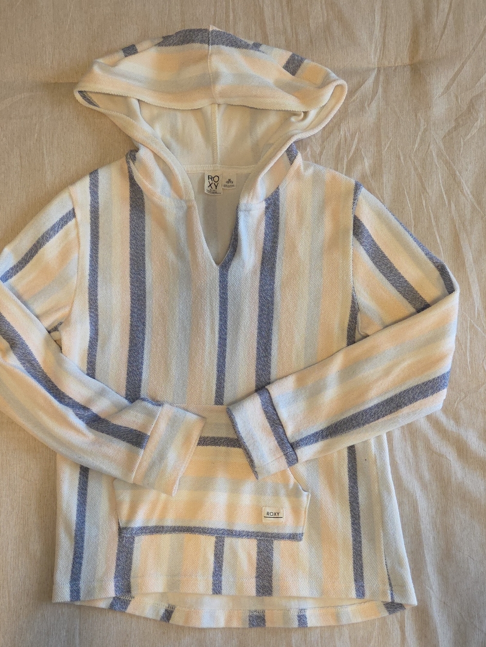 Roxy Girls V-Neck Beach Hooded Sweater Size M 10/12